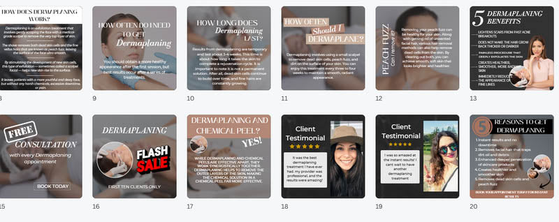 “35 More Dermaplaning Instagram Posts” — Done-for-You Social Content for Estheticians