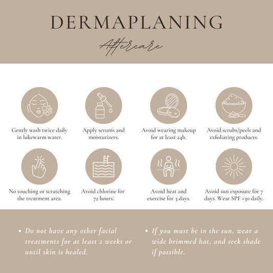 Dermaplaning Aftercare Cards — Set of 3 Sizes for Client Education & Retention