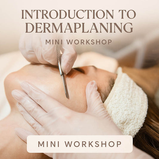 Introduction to Dermaplaning Mini Workshop course thumbnail featuring esthetician performing dermaplaning with luxury spa-inspired design.